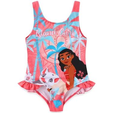 Imagem de Disney Maiô feminino Moana com FPS 50+, peça única para crianças pequenas e grandes, La...
