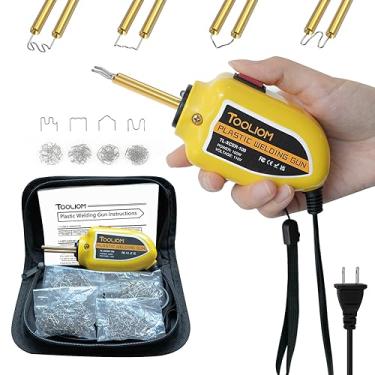 Imagem de TOOLIOM Kit de reparo de plástico portátil de 100 W, grampeador quente, kit de solda de plástico de 110 V com 200 peças de grampos de soldador, 4 tipos de pistola de solda de plástico para reparo de