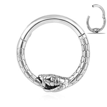 Imagem de DOEARKO Anel de septo 16G 8 mm moderno piercing de nariz cartilagem segmento de argola de septo piercing de aço inoxidável 316L joia corporal (222prata-10 mm)