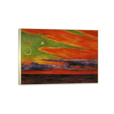 Imagem de MUHJDYC Diego Rivera Famosa Imagem em Tela - Impressões de Arte de Parede - Crepúsculo Noturno Moldura Prata Pintura de Arte para Sala de Estar Quarto Decoração de Casa 50 x 70 cm - 19 x 27 pol
