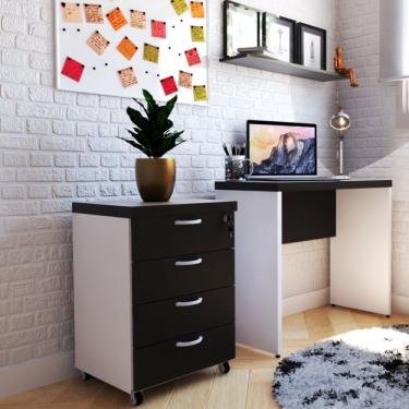 Imagem de Mesa Reta Natus 40mm 80 Cm 42 Cm Bramov Móveis Branco/preto