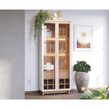 Imagem de Cristaleira 1 Gaveta Adega Guanabara Móveis Off White/Freijó