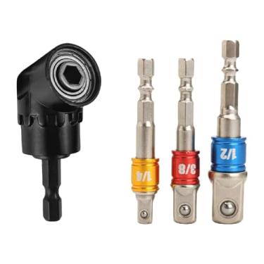 Imagem de Ioensy Conjunto de adaptadores de soquete sextavado, chave de fenda elétrica, dobradores, extensão de oficina, serviço pesado, haste sextavada de 1/4", Preto