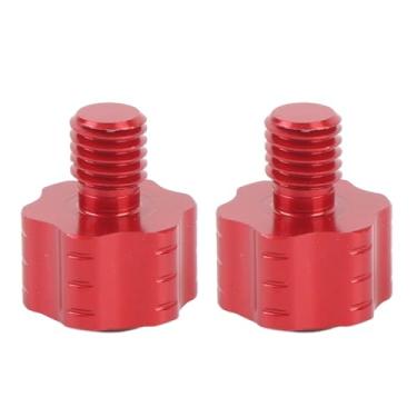 Imagem de Plugues de orifício de espelho retrovisor, parafuso/fixador de orifício de espelho de motocicleta 8 mm no sentido horário liga de alumínio 8 mm 8 mm suporte retrovisor (vermelho)