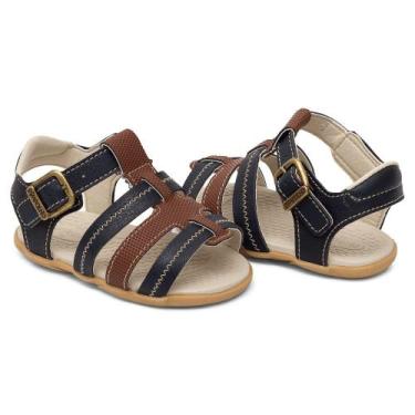 Imagem de Sandália Anatomica Infantil Masculina Pimpolho Marrom e Azul Marinho  