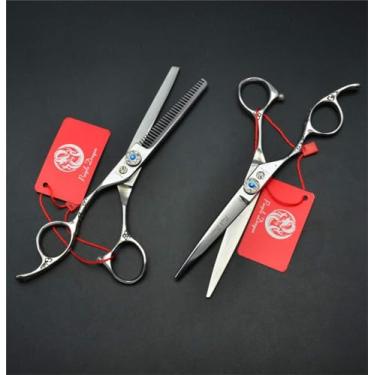 Imagem de Conjunto De Tesouras De Cabeleireiro Esquerda Hd, 5.5/6.0 Ih Professiol 440c Tesoura De Corte De Cabelo De Salão, Tesoura De Desbaste De Cabeleireiro - Perfeita Para Barbeiro De C, 5.5 inch