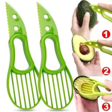 Imagem de Cortador de Abacate Multifuncional Corer Manteiga Fatiador de Frutas Descascador Separador de Polpa Faca de Plástico Ferramentas de Cozinha Gadgets Acessórios (2Pc)