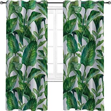 Imagem de Cortinas blackout de folhas para quarto - isolamento térmico, economia de energia e redução de ruído, tratamento de sombreamento completo cortina de isolamento de cozinha, L 213 cm x C 272 cm verde