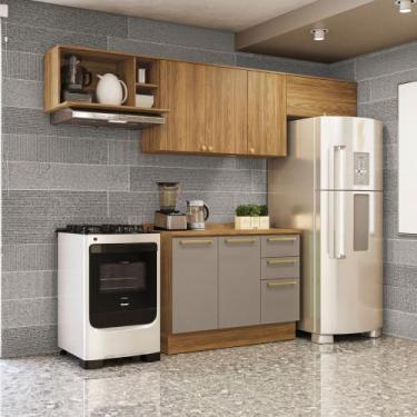 Imagem de Cozinha Compacta 280cm com Nicho Aéreo de Microondas 6 portas 3 Gaveta