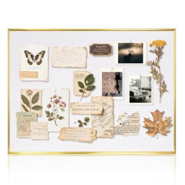 Imagem de QUEENLINK Quadro de avisos com linho branco, 91 cm x 61 cm, quadros de cortiça para paredes com moldura de alumínio dourado, quadro de visão para decoração de sala de cozinha, escritório em casa, 10