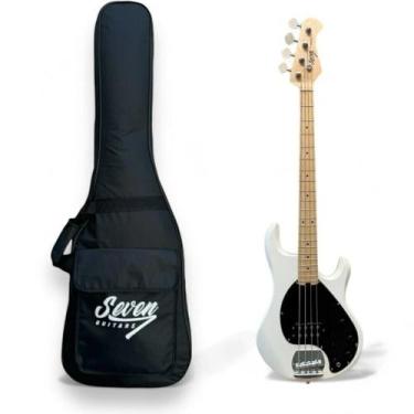 Imagem de Contrabaixo Seven Music - Ativo 4 Cordas Wh Branco Sbm-47 C/bag - Seve