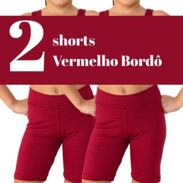 Imagem de Kit com 2 Shorts infantis- JinkingStore para meninas lisa básica, Verm