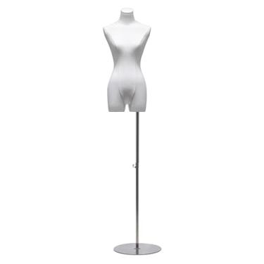 Imagem de Mannequin Manequim 61”-77” Altura ajustável Vestido feminino Modelo Exibição Torso Corpo Rotundity Stand Formas de roupas, Manequim destacável(Black)