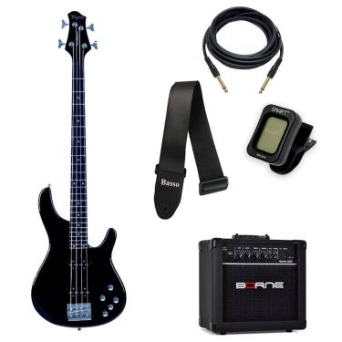 Imagem de Kit Contrabaixo Tagima Ativo Preto 4 Cordas + Acessórios