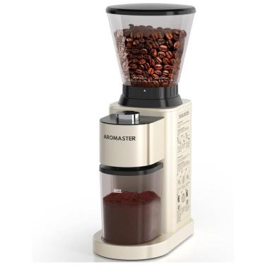 Imagem de Moedor de Café Elétrico de Aço Inoxidável com 24 Configurações de Moagem, 110V,  Aromaster, Bege