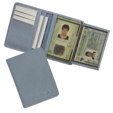 Imagem de Carteira Compacta Couro RFID Blocking 20-R Raffai Couros, Azul turques