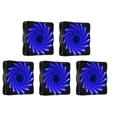 Imagem de Kit 5 Cooler Fan 120mm 12cm 15 Leds Vermelho Azul Verde Branco Rosa - 