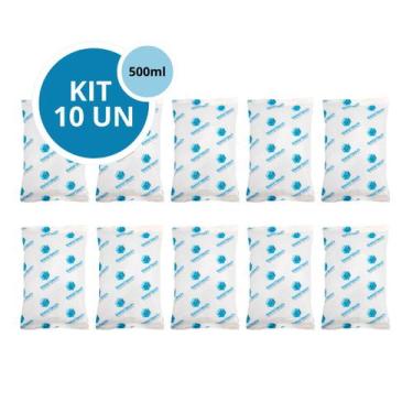 Imagem de Kit 10 Gelo Gel Bolsa Artificial Reutilizável Flexível Compressa 500g 