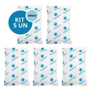 Imagem de Kit 5 Gelo Gel Bolsa Artificial Reutilizável Flexível Compressa 500g -