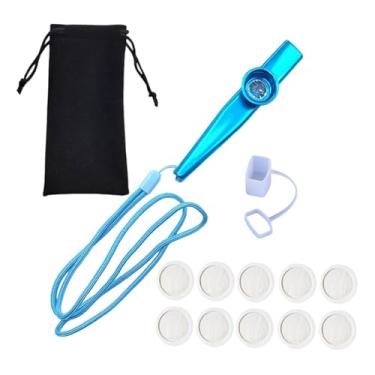 Imagem de YIJU Flauta Kazoo com Membranas Boa Companheira Bolsa de Armazenamento Portátil Instrumento Musical Boca Kazoo para Palco de Concerto Adultos Prêmio, Azul