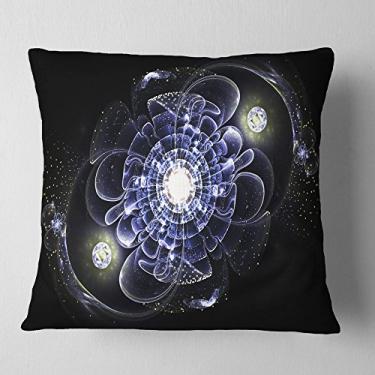 Imagem de Design floral flor fractal azul brilhante arte digital sala de estar, sofá, almofada de alta qualidade + capa de almofada impressa em ambos os lados 45,72 cm x 45,72 cm