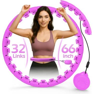Imagem de JLoibao círculo de hula ponderado com 32 elos (66 polegadas), bola de peso doce, para perda de peso de adultos, aro de fitness infinito plus size, para equipamentos de exercícios inteligente