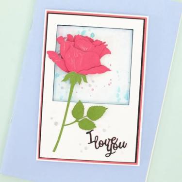 Imagem de Annchaos Matrizes de corte, estênceis de metal, ferramentas para scrapbook, molde de gravação em relevo para fazer cartões de papel, álbuns, artes e materiais de artesanato (rosa - 10,2 x 13,1 cm)