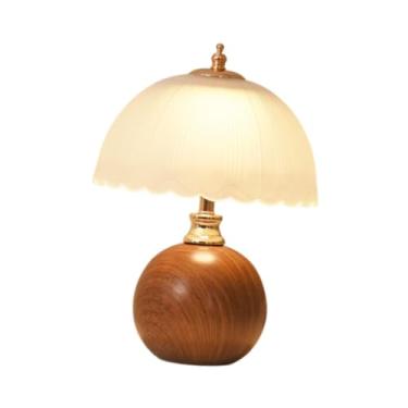 Imagem de Bothyi Abajur de mesa, luminárias de cabeceira, luminárias de destaque fofas com cúpula de vidro, abajur de cabeceira para quarto, luz de cabeceira para, Marrom