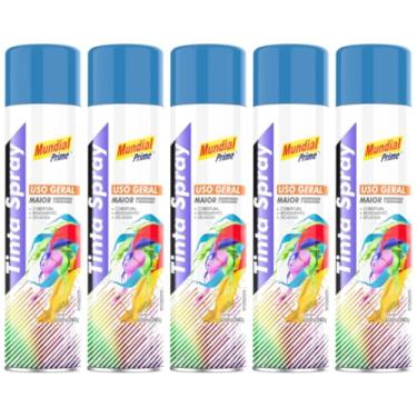 Imagem de Kit 5 Tinta Aerossol Spray Azul Médio Uso Geral 400ml/240g Mundial Prime