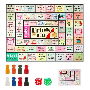 Imagem de Drink Up Board Game, Adult Tipsy Drinking Board Game, Funny Party Interactive Drinking Games, Ideal for Girls Night Out, Party Drinking, Bachelorette Parties, Age 21+, 2-8 Players