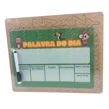 Imagem de Recurso didático Palavra do Dia - Ensine Palavras - Relacione vogais e consoantes - Letras em MDF e Base no Polaseal - Kit 2 alfabetos MDF + Base plastificada