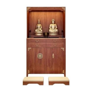 Imagem de Santuário Buda Nicho Armário Chinês Mesa Oferecedora de Madeira Armário Buda Deus da Riqueza Mesa Budista Mesa de Incenso para Casa Mesa de Oferta Estilo Chinês (Cor: A, Tamanho: 110 cm)