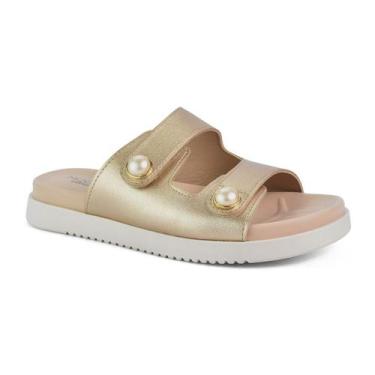 Imagem de Papete Tamanco Modare Dourado Pedras Conforto Feminino, Dourado, 37