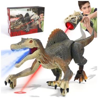Imagem de Brinquedo Dinossauro Spinosaurus que Anda e Rugi de Controle Remoto com Névoa de Spray, Luz e Balança a Cabeça para Crianças Acima de 3