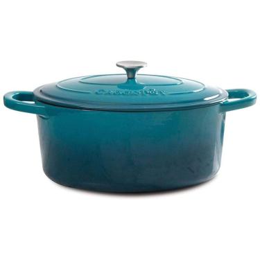 Imagem de Panela de Ferro Fundido Oval 8 Litros Forno Holandês Esmaltado e Antiaderente, CROCK POT 109475.02, Azul