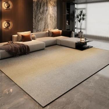 Imagem de Tapete decorativo listrado preto dourado retrô para sala de estar, tapete para quarto, lavável e fácil de cuidar (300x400 cm/YHT083-2-C)