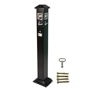 Imagem de Cinzeiro de pé para exteriores - poste e base de aço inoxidável para fumadores - cinzeiros para cigarros com chave - para exteriores de escritórios, restaurantes, bares (cor: Black)