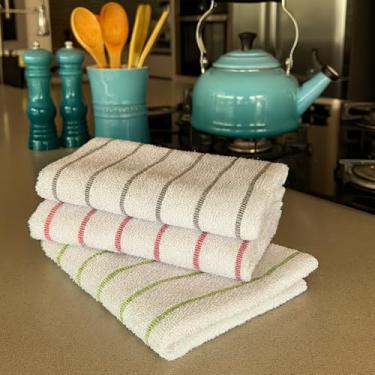 Imagem de CASA CHAMEGO - 36 uni Pano de Copa Listrado Atoalhado 100% Algodão,Pano de Prato Decorativo,Pano de Prato Absorvente,Pano Cozinha Alta Absorção,Resistente