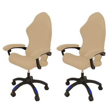 Imagem de Lzyjckh Capa para Cadeira Gamer com Apoio de Braço Capas para Cadeiras de Escritório Protetor Elástico Removível para Cadeira de Escritório e Computador Para Decoração de Casa,Khaki,2 Packs