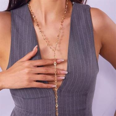 Imagem de 1 colar com medalhão de coração dourado, pingente vazado com franja, colar delicado para mulheres, elegante colar em forma de Y, colares românticos de borla (dourado)