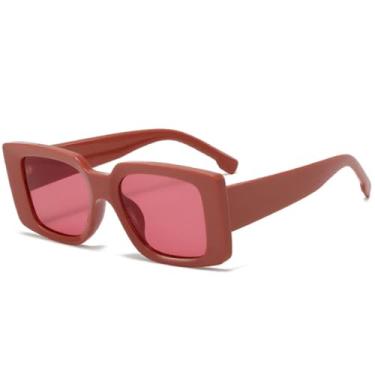 Imagem de Óculos de sol populares de armação pequena, femininos e masculinos, retrô, para atividades ao ar livre, viagem, praia, festa, UV400 (vermelho)