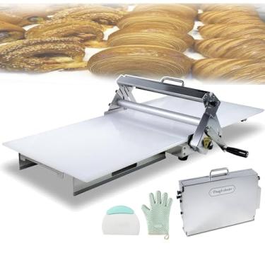 Imagem de CNAOHGHN Laminadora De Massa Folhada DobráVel De 11"/16",Com Manivela, Espessura AjustáVel (0-27 Mm/0-17,5 Mm) Para Croissants, Pizzas E Massas, Com Painel De Pp Antiaderente