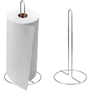 Imagem de Suporte para Rolo de Papel Toalha Premium, Filme Plástico e Alumínio em Aço Inoxidável Cromado – Base Estável, Design Moderno e Funcional para Organização e Elegância na Cozinha