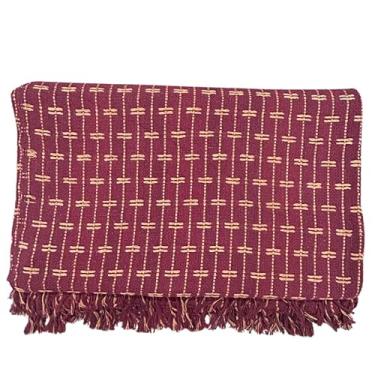 Imagem de Manta Sofa, Manta Pra Sofá Tijolinho Gigantes Tipo Capa Sofá Algodão(2,20x1,60m)(Marsala com Caramelo)