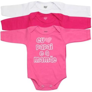 Imagem de Kit 3 body bebê 100% algodão manga longa feminino frases doctor baby 0