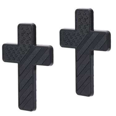 Imagem de 2 Peças Cristão Emblema de Cruz para Carro, Patriótico Bandeira dos USA Liga Jesus Cristo Adesivo de Cruz com Fita Dupla Face para Caminhão Janela Porta Decoração Casa (Preto)