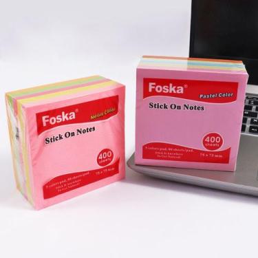 Imagem de Bloco de Notas Adesivas 75x75mm 400 folhas - kit 2 blocos - Foska