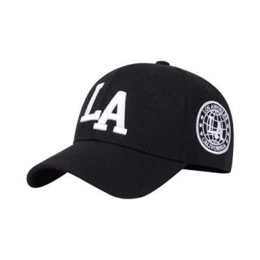 Imagem de Boné Snapback Bordado LA - Ajustável, Unissex, Primavera/Outono, Preto