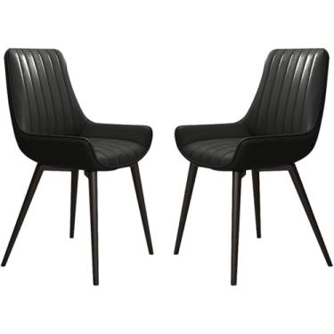Imagem de EESCZVGBDX Conjunto de 2, moderno couro quarto casamento quarto varanda sofá cadeira pernas ferro forjado penteadeira maquiagem cadeira sala de estar cadeiras cozinha jantar cadeiras