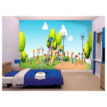 Imagem de Papel De Parede Infantil Crianças Parquinho Azs105 - Você Decora